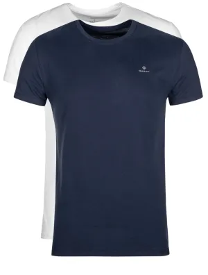 2er-Pack Rundhals-T-Shirts Marineblau Weiß