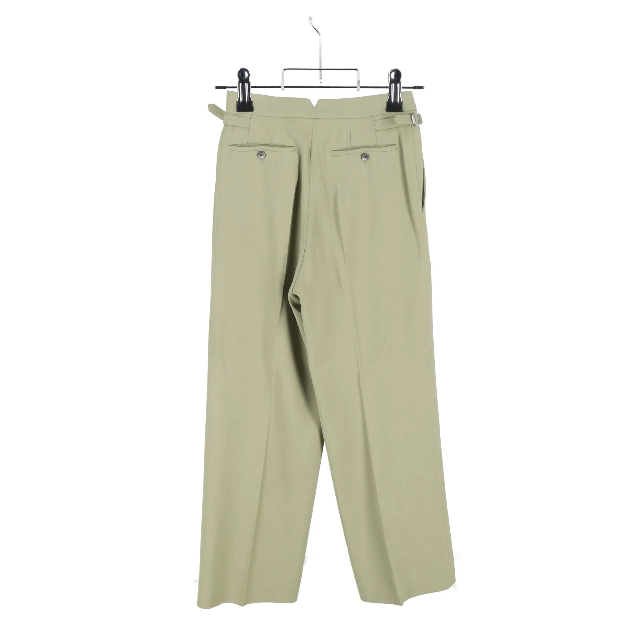 AMI Paris Plissierte Weitbein-Hose aus grüner Viskose