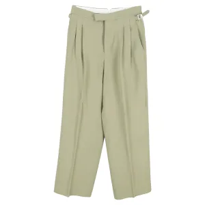 AMI Paris Plissierte Weitbein-Hose aus grüner Viskose