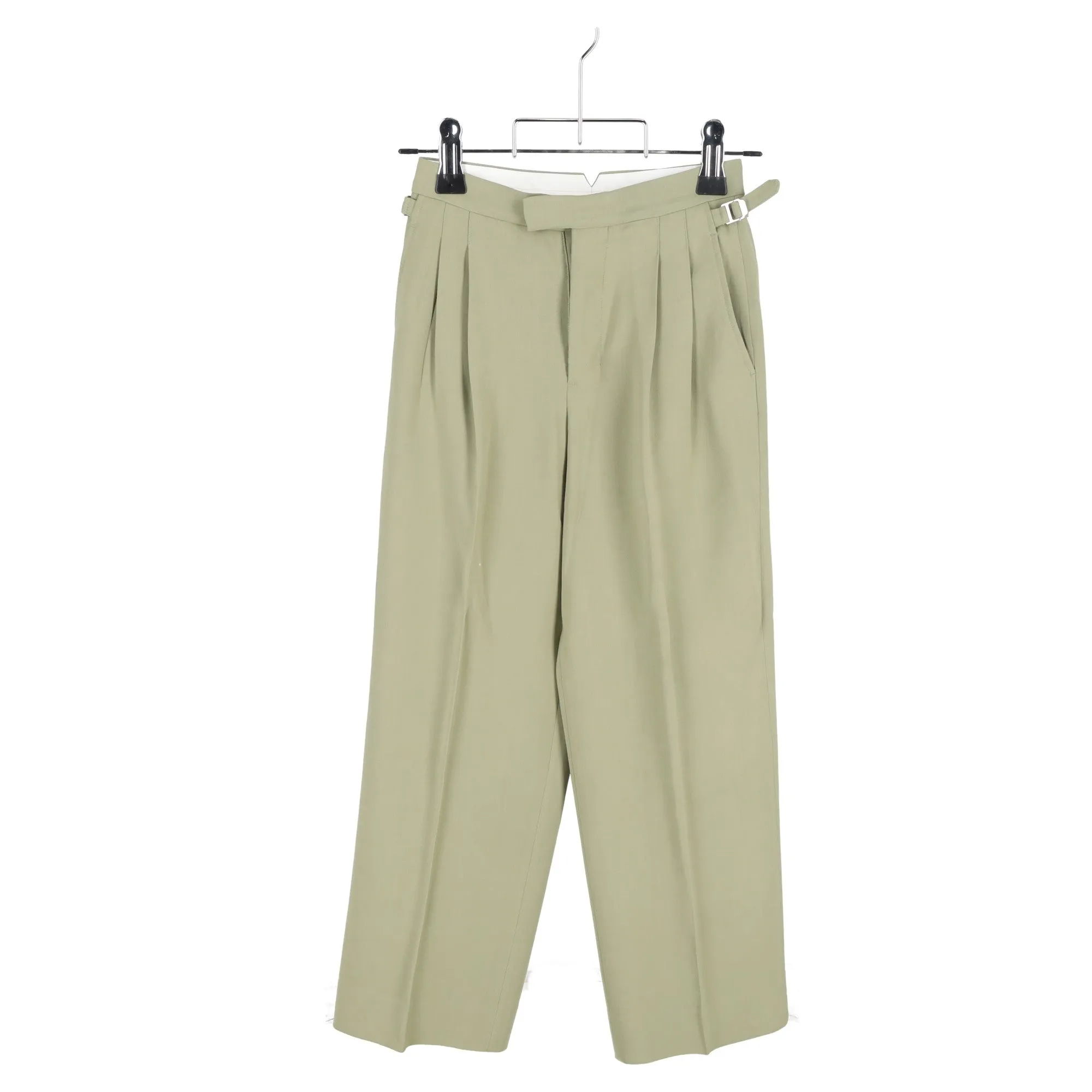 AMI Paris Plissierte Weitbein-Hose aus grüner Viskose