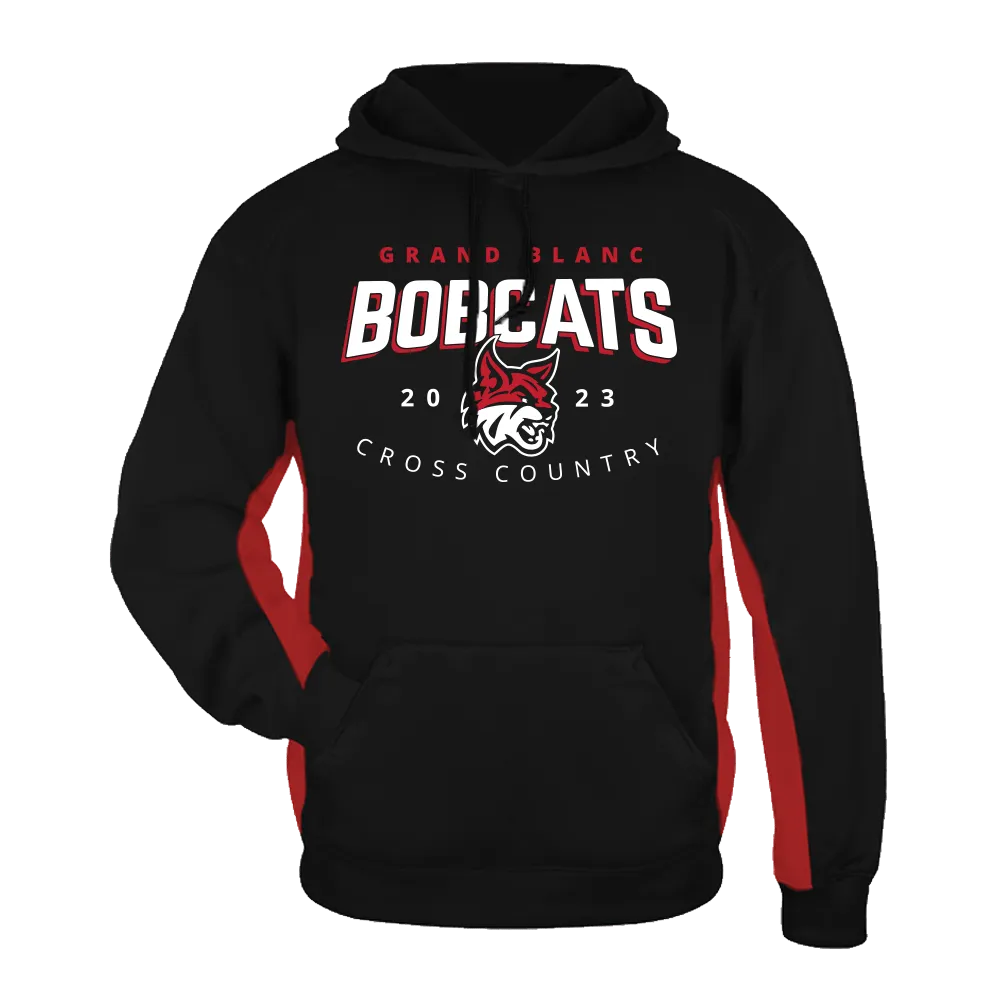 Badger Sport Unisex Performance-Fleece-Hoodie Schwarz/Rot - Bobcats 23