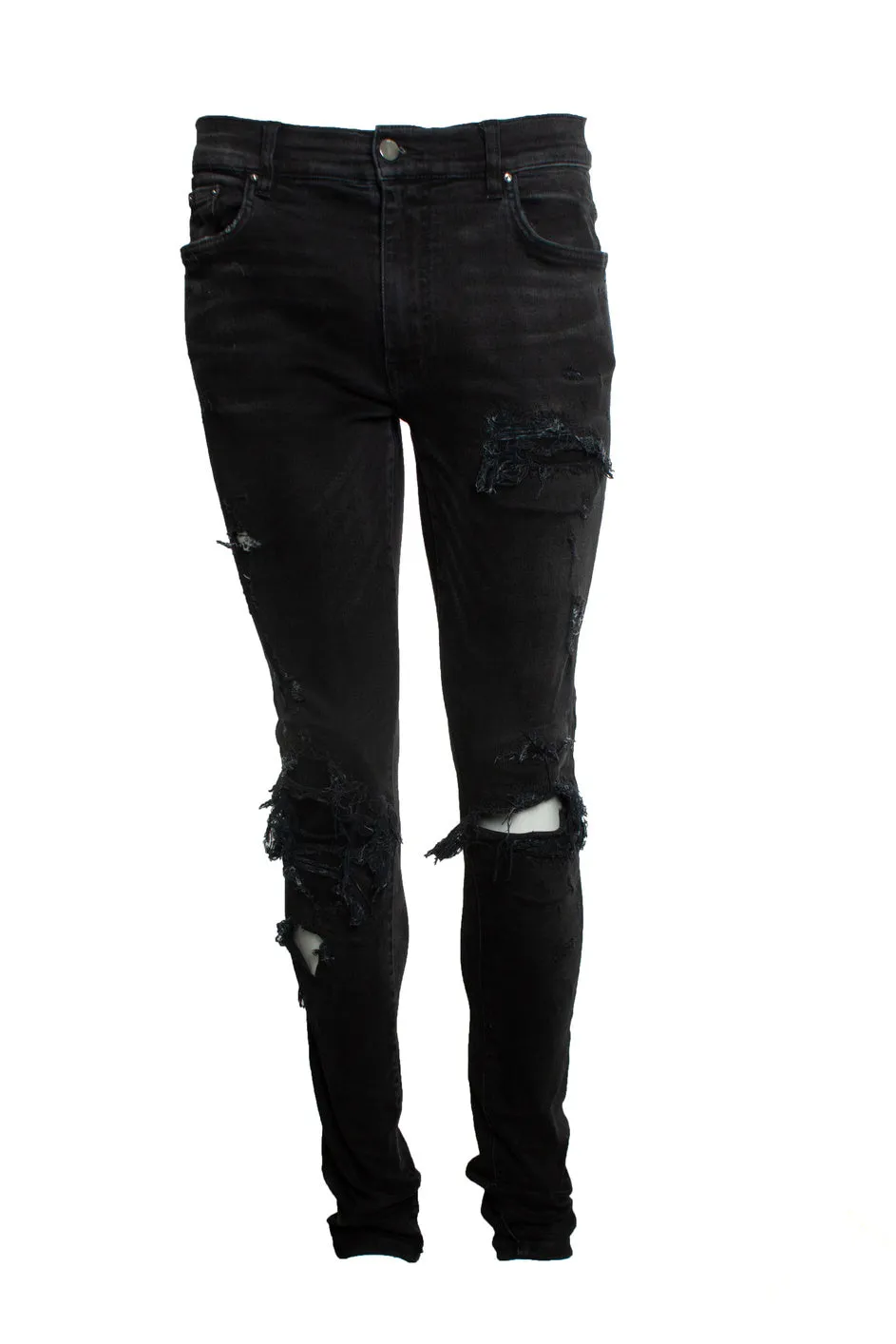 schwarze Used-Look Jeans