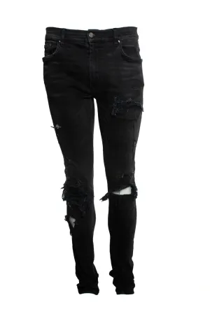 schwarze Used-Look Jeans