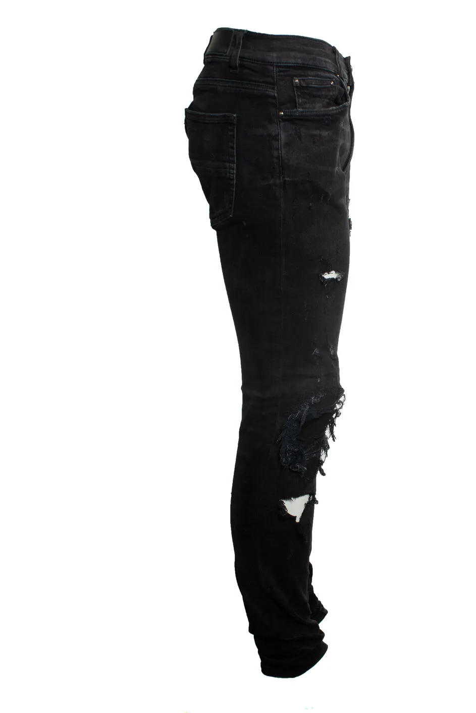 schwarze Used-Look Jeans