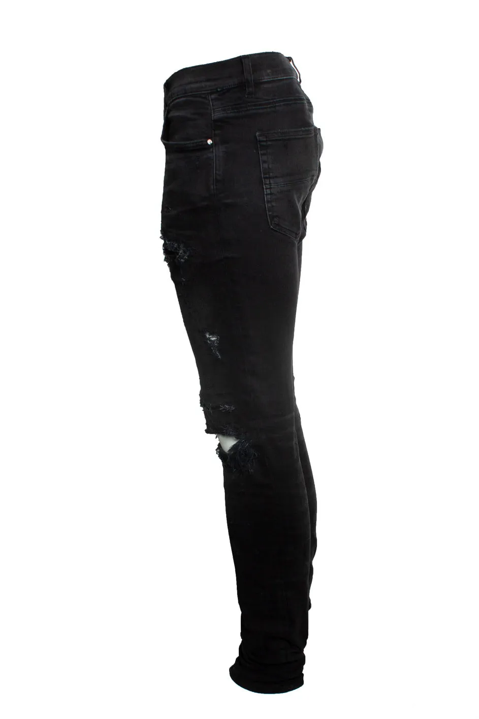 schwarze Used-Look Jeans