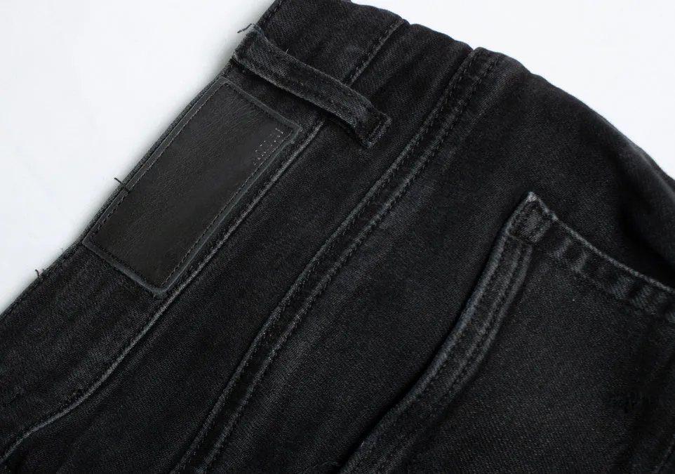schwarze Used-Look Jeans