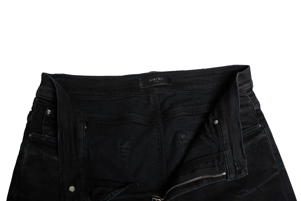 schwarze Used-Look Jeans