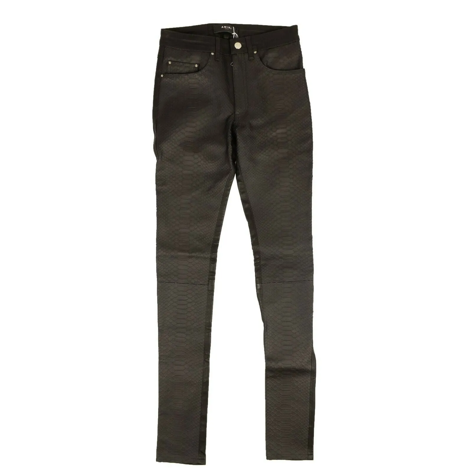 Schwarze Lederhose mit Schlangenmuster