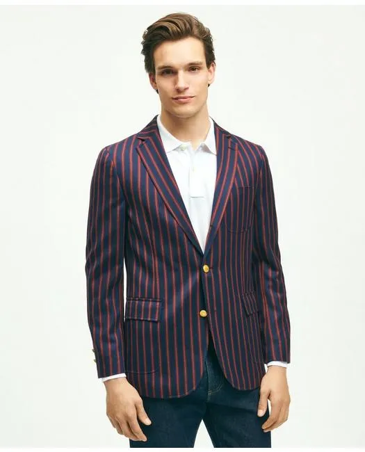 Brooks Brothers Herren Blazer im klassischen Schnitt aus Wolle mit Streifenmuster in Marineblau Brooks Brothers