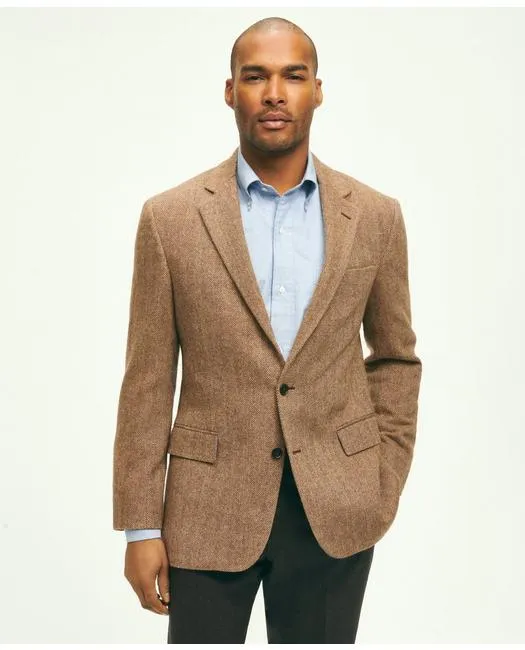 Brooks Brothers Herren Classic Fit Woll-Fischgrät-Sportmantel Braun Brooks Brothers
