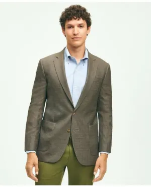 Brooks Brothers Herren Klassisch geschnittener Woll-Hopsack-Patch-Taschen-Sportmantel Braun Brooks Brothers