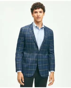 Brooks Brothers Herren Klassisch geschnittener Woll-Hopsack-Karo-Patch-Taschen-Sportmantel Marineblau Brooks Brothers