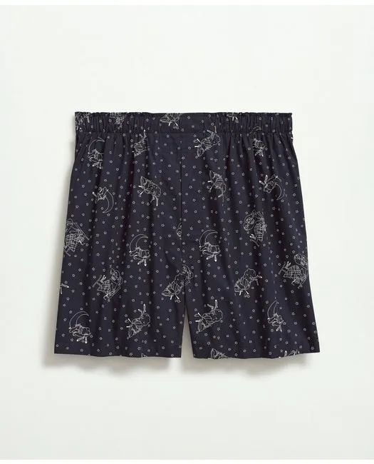 Brooks Brothers Herren-Boxershorts aus Baumwoll-Broadcloth mit Henry-Print in Marineblau Brooks Brothers