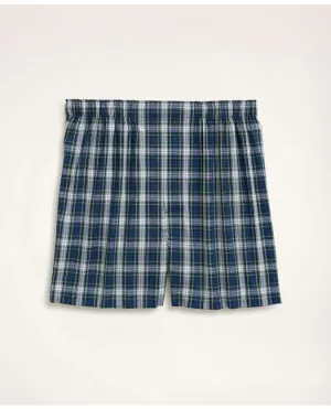 Brooks Brothers Herren-Boxershorts aus Baumwoll-Broadcloth im Tartan-Muster, Blau von Brooks Brothers