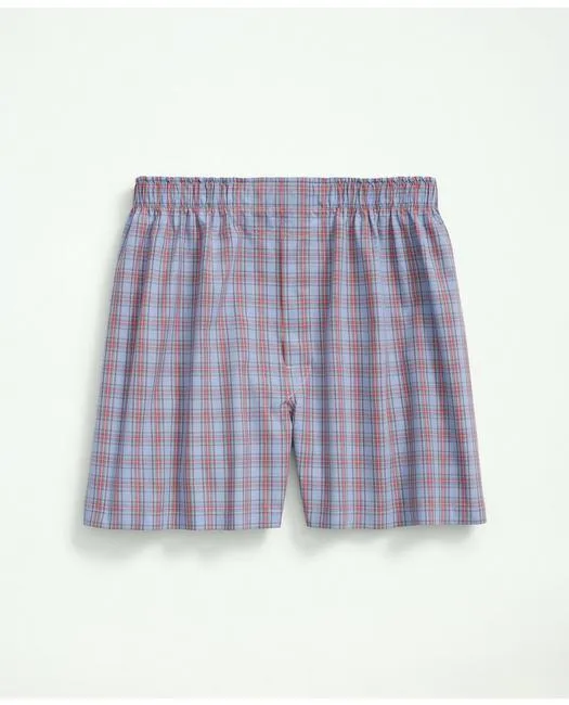 Brooks Brothers Herren-Boxershorts aus Baumwoll-Broadcloth im Tartan-Muster, Hellblau Brooks Brothers