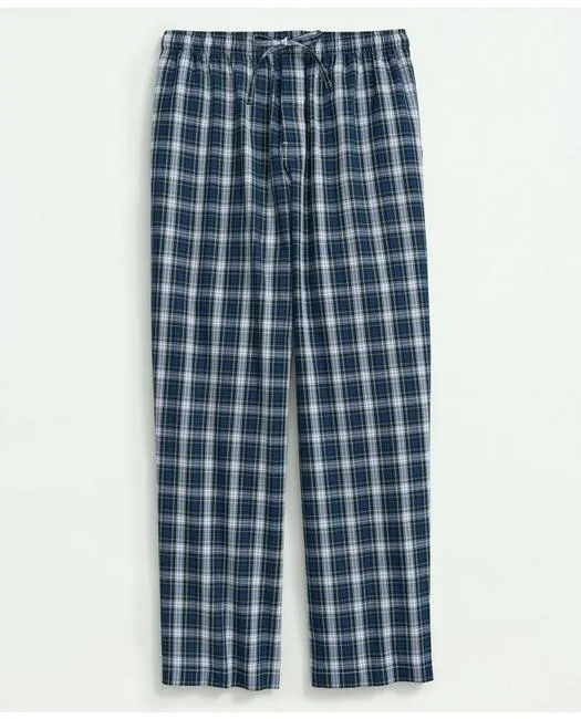 Brooks Brothers Herren Baumwoll-Broadcloth Tartan Haushose Weiß Brooks Brothers