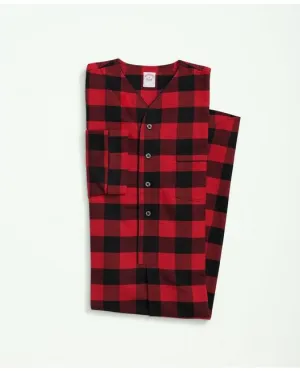 Brooks Brothers Herren Baumwoll-Flannel Karo-Nachthemd Rot Brooks Brothers