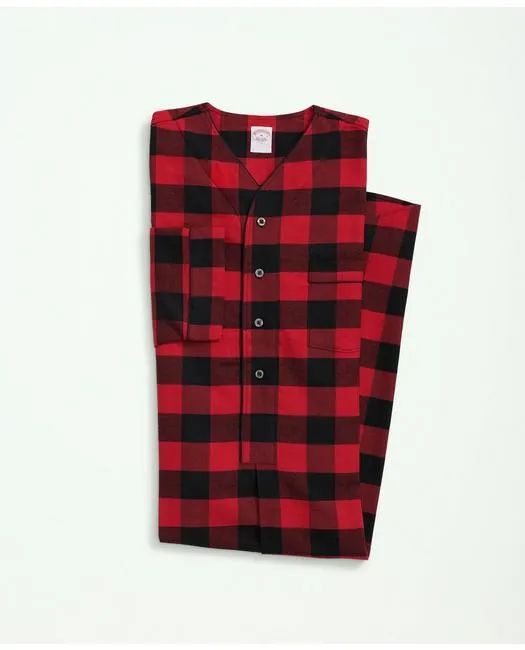 Brooks Brothers Herren Baumwoll-Flannel Karo-Nachthemd Rot Brooks Brothers