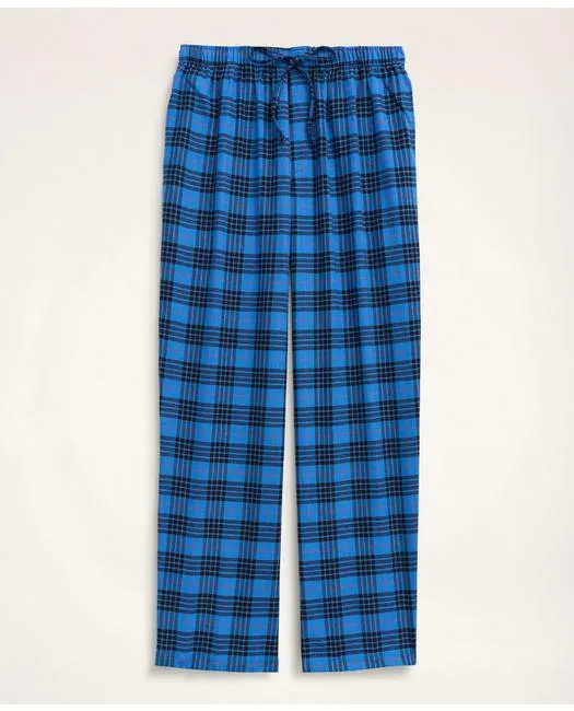 Brooks Brothers Herren Baumwoll-Flanell Tartan Haushose Blau Brooks Brothers