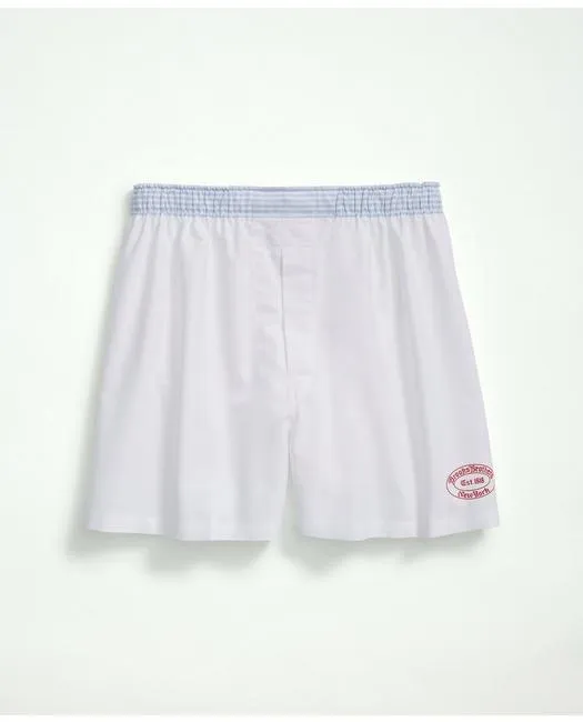 Brooks Brothers Herren Baumwolle Oxford Logo Boxers Weiß Brooks Brothers