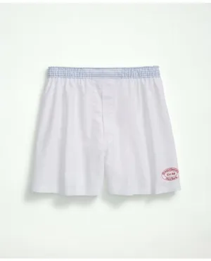 Brooks Brothers Herren Baumwolle Oxford Logo Boxers Weiß Brooks Brothers