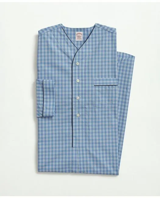 Brooks Brothers Herren-Baumwoll-Poplin-Gingham-Nachthemd Chambray Blau Brooks Brothers