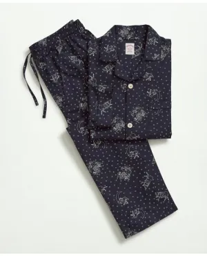 Brooks Brothers Herren Baumwoll-Popeline Henry Print Pyjama Marine Brooks Brothers