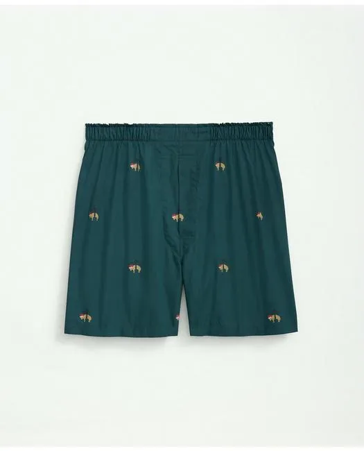 Brooks Brothers Herren Baumwoll-Poplin Holiday Fleece Boxers Dunkelgrün Brooks Brothers