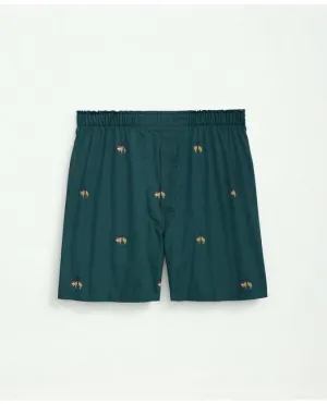 Brooks Brothers Herren Baumwoll-Poplin Holiday Fleece Boxers Dunkelgrün Brooks Brothers
