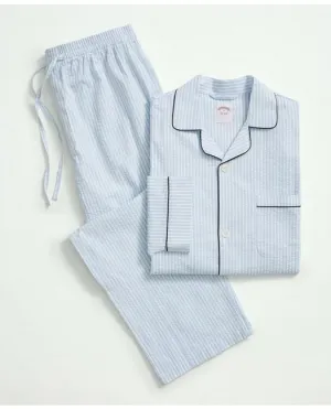 Brooks Brothers Herren Baumwoll Seersucker Pyjamas Chambray Blau Brooks Brothers