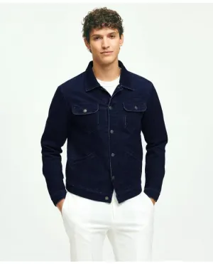 Brooks Brothers Herren Mittelripp-Cord Trucker Jacket Indigo Brooks Brothers