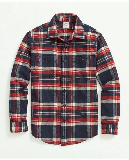 Brooks Brothers Herren Portugiesisches Flanell-Hemdjacke Marineblau Brooks Brothers