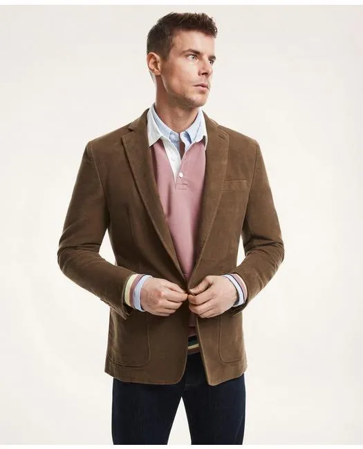 Brooks Brothers Herren Sportjacke Regent Fit Stretch Baumwolle Moleskin Olive Brooks Brothers