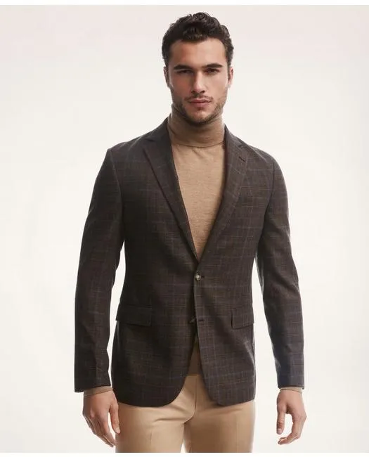 Brooks Brothers Herren Regent Regular-Fit Glen Plaid mit Deco-Woll-Sportjacke Braun Brooks Brothers