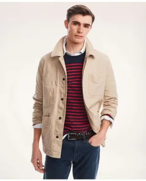 Brooks Brothers Herren Stretch Canvas Chore Jacket Dunkelbeige Brooks Brothers