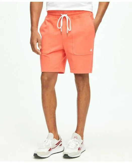 Brooks Brothers Herren Stretch Wildleder-Optik Baumwoll-Jersey Sweatshorts Leuchtend Orange Brooks Brothers