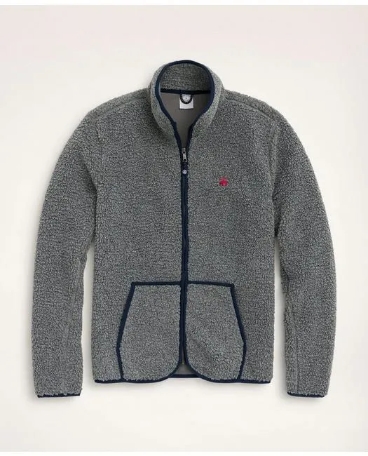 Brooks Brothers Herren Teddy-Fleece-Reißverschlussjacke Heather Grey Brooks Brothers