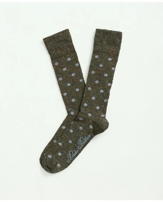 Brooks Brothers Herren Socken aus Wolle-Seide-Mix, meliert, mittelgrün Brooks Brothers