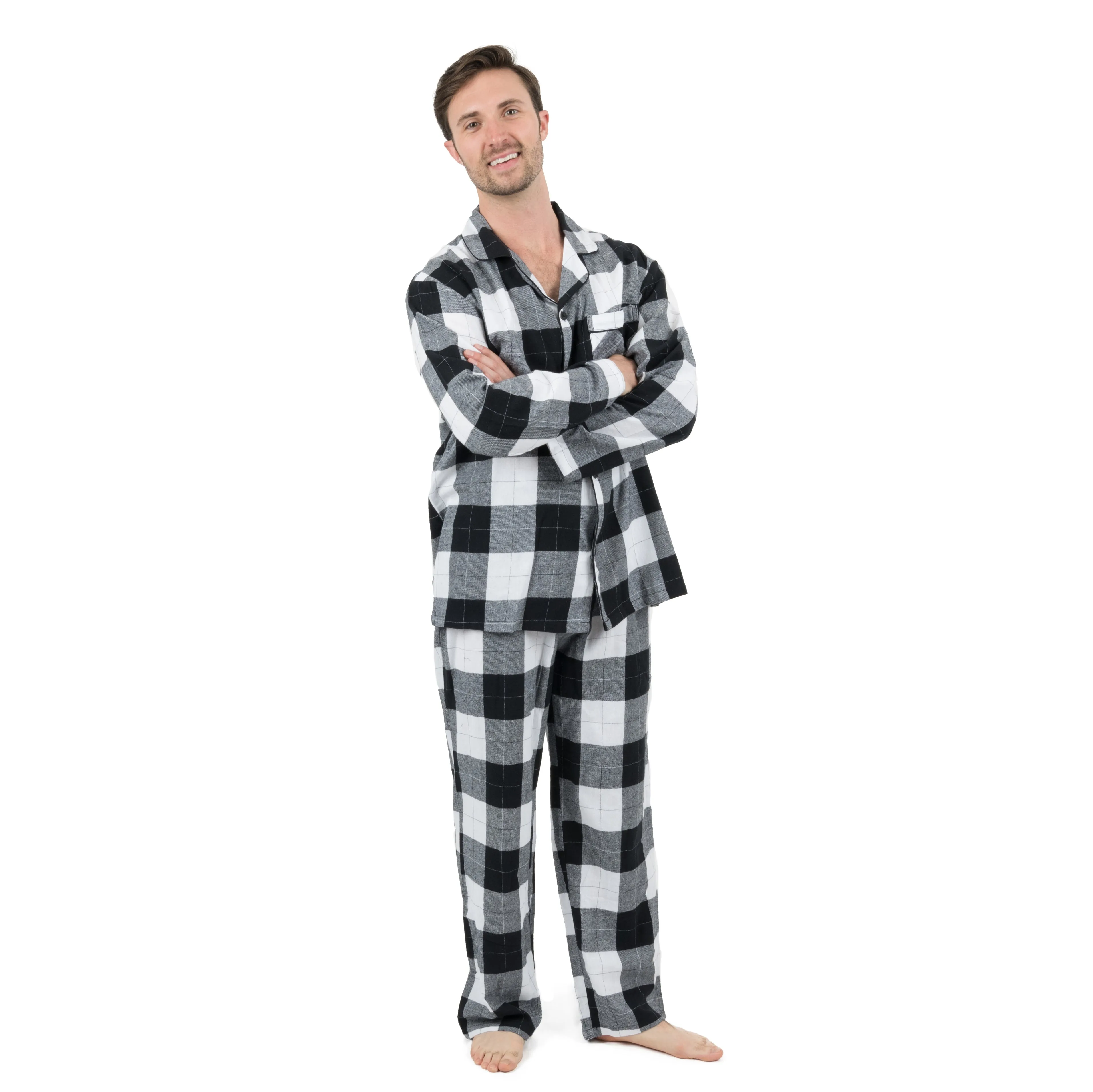 Weihnachts-Pyjama für Herren, zweiteilig, Flanell, kariert