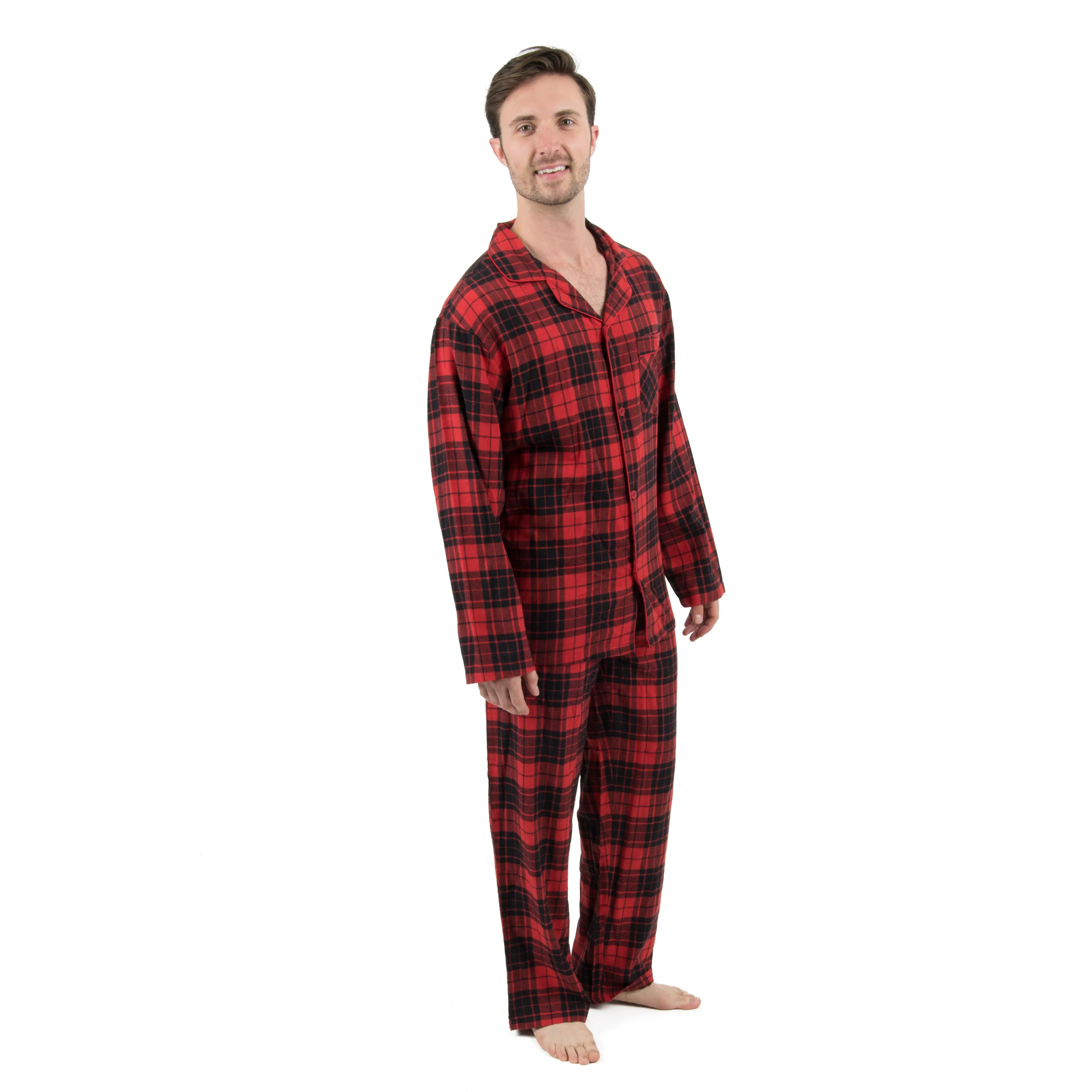 Weihnachts-Pyjama für Herren, zweiteilig, Flanell, kariert