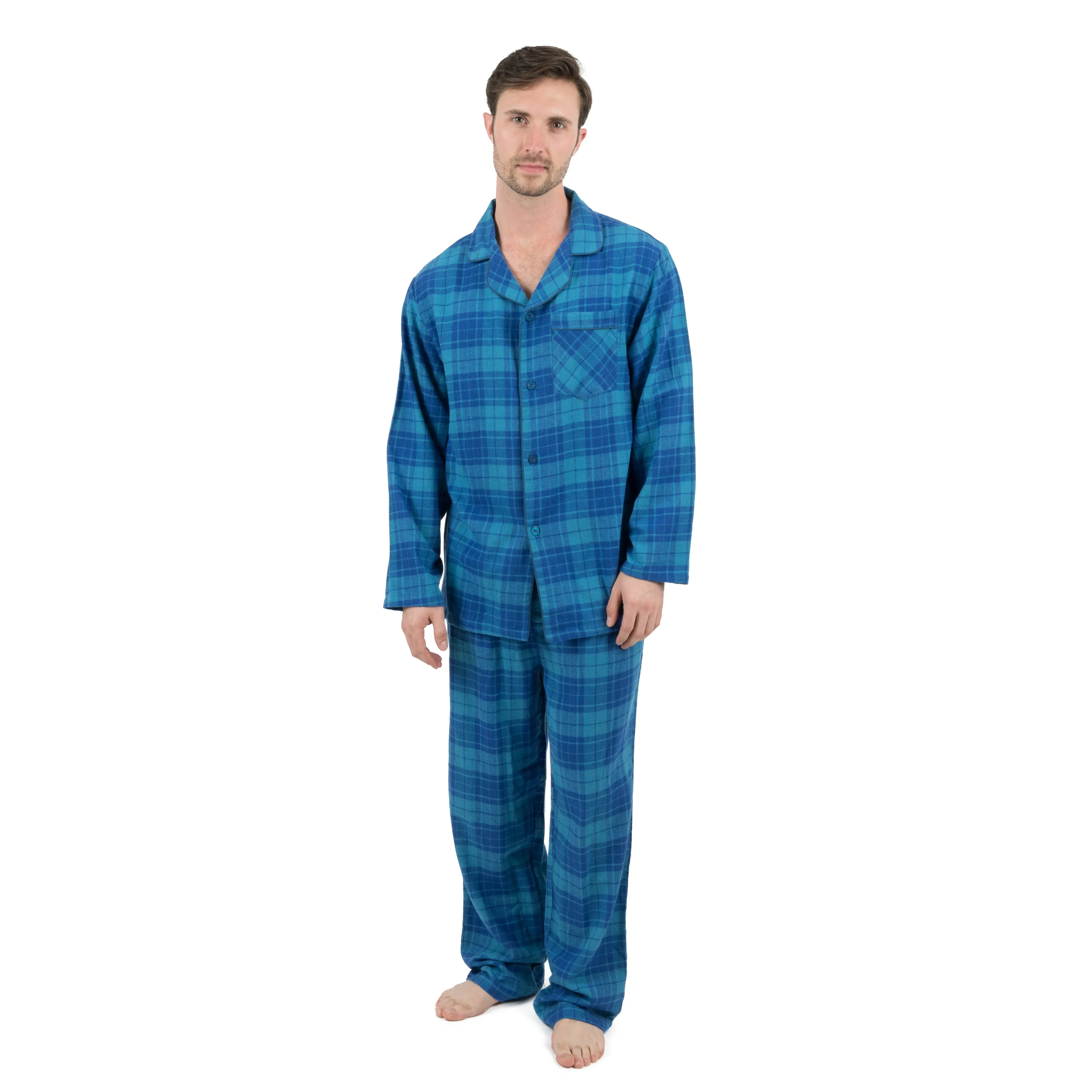 Weihnachts-Pyjama für Herren, zweiteilig, Flanell, kariert