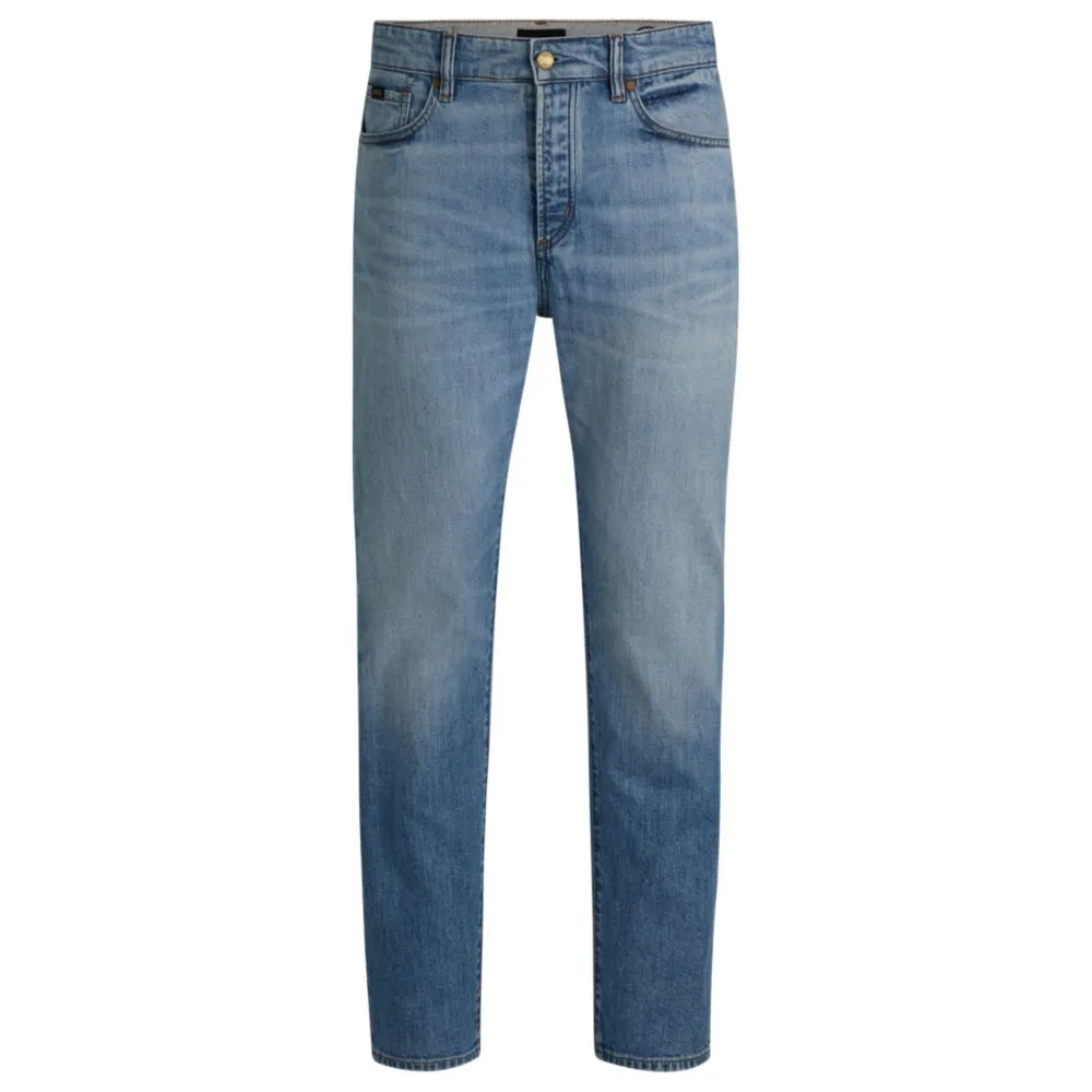 Klassisch geschnittene Jeans in blauem Comfort-Stretch-Denim