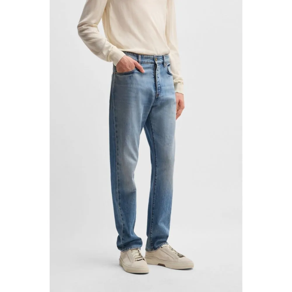 Klassisch geschnittene Jeans in blauem Comfort-Stretch-Denim