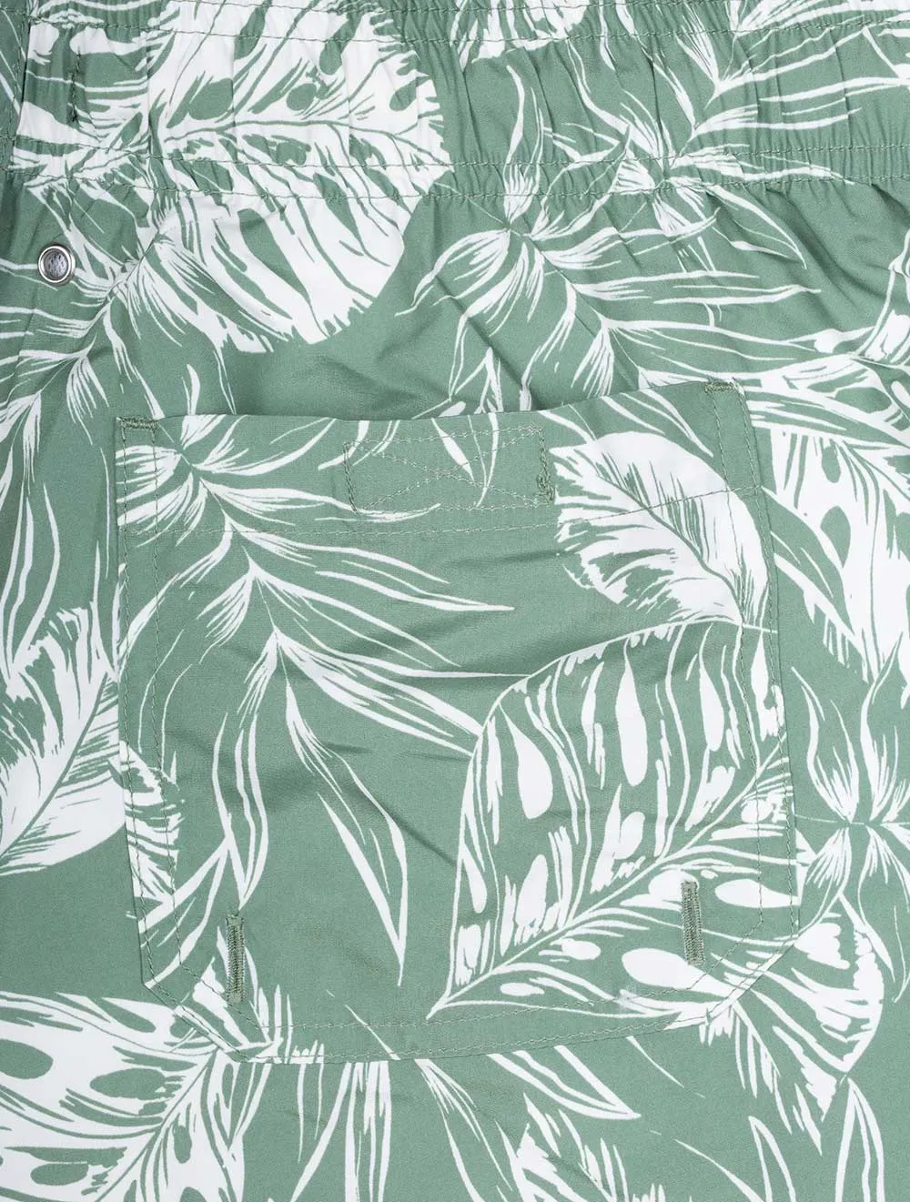 Klassische Passform Kurzshorts mit Tropenblatt-Print in Kalamata-Grün