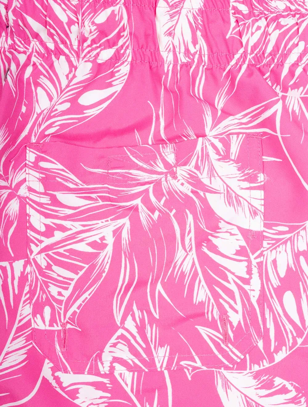 Klassische Passform Kurzshorts mit Tropenblatt-Print in Knalligem Rosa