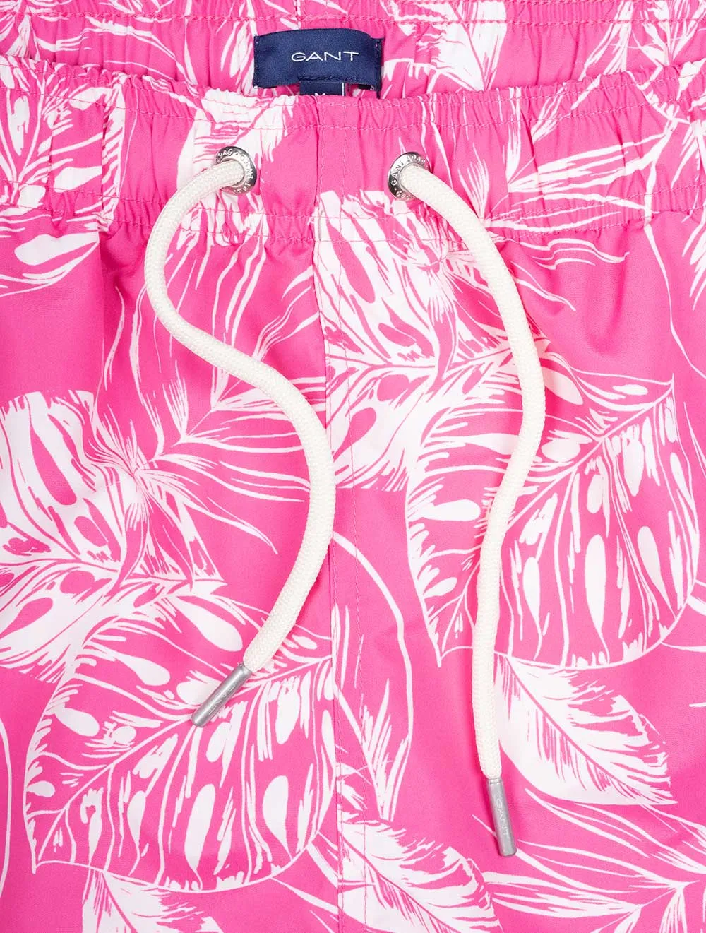 Klassische Passform Kurzshorts mit Tropenblatt-Print in Knalligem Rosa