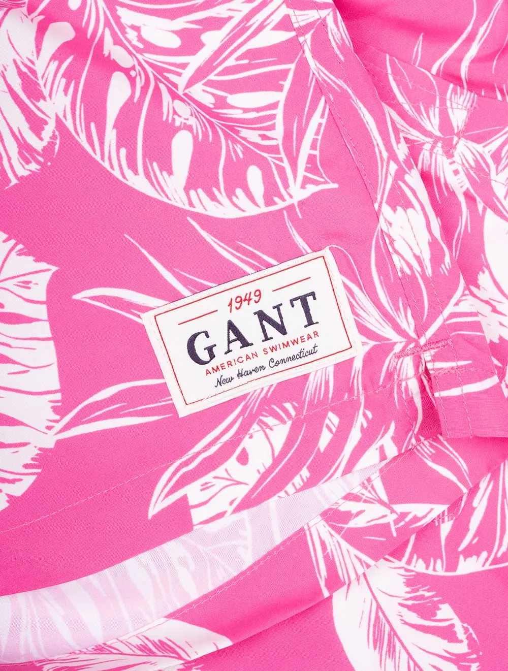 Klassische Passform Kurzshorts mit Tropenblatt-Print in Knalligem Rosa