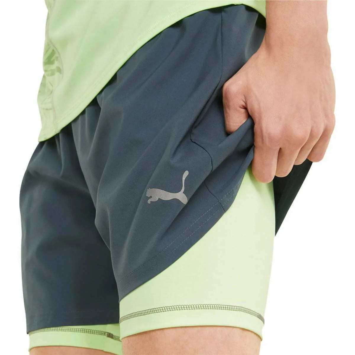 Bekleidung Puma Herren Puma 5 Inch Graphic 2 In 1 Herren Laufshorts - Grau