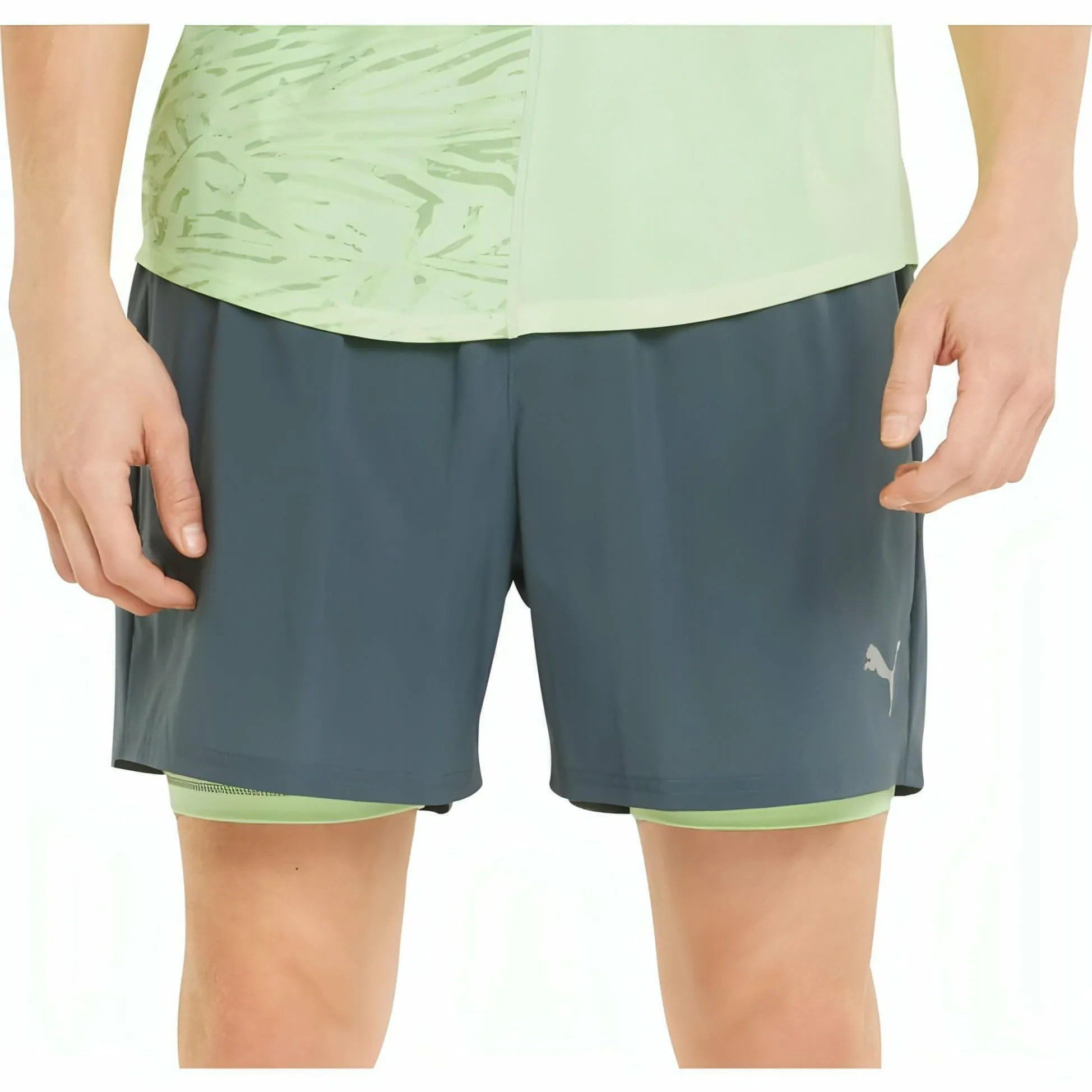 Bekleidung Puma Herren Puma 5 Inch Graphic 2 In 1 Herren Laufshorts - Grau