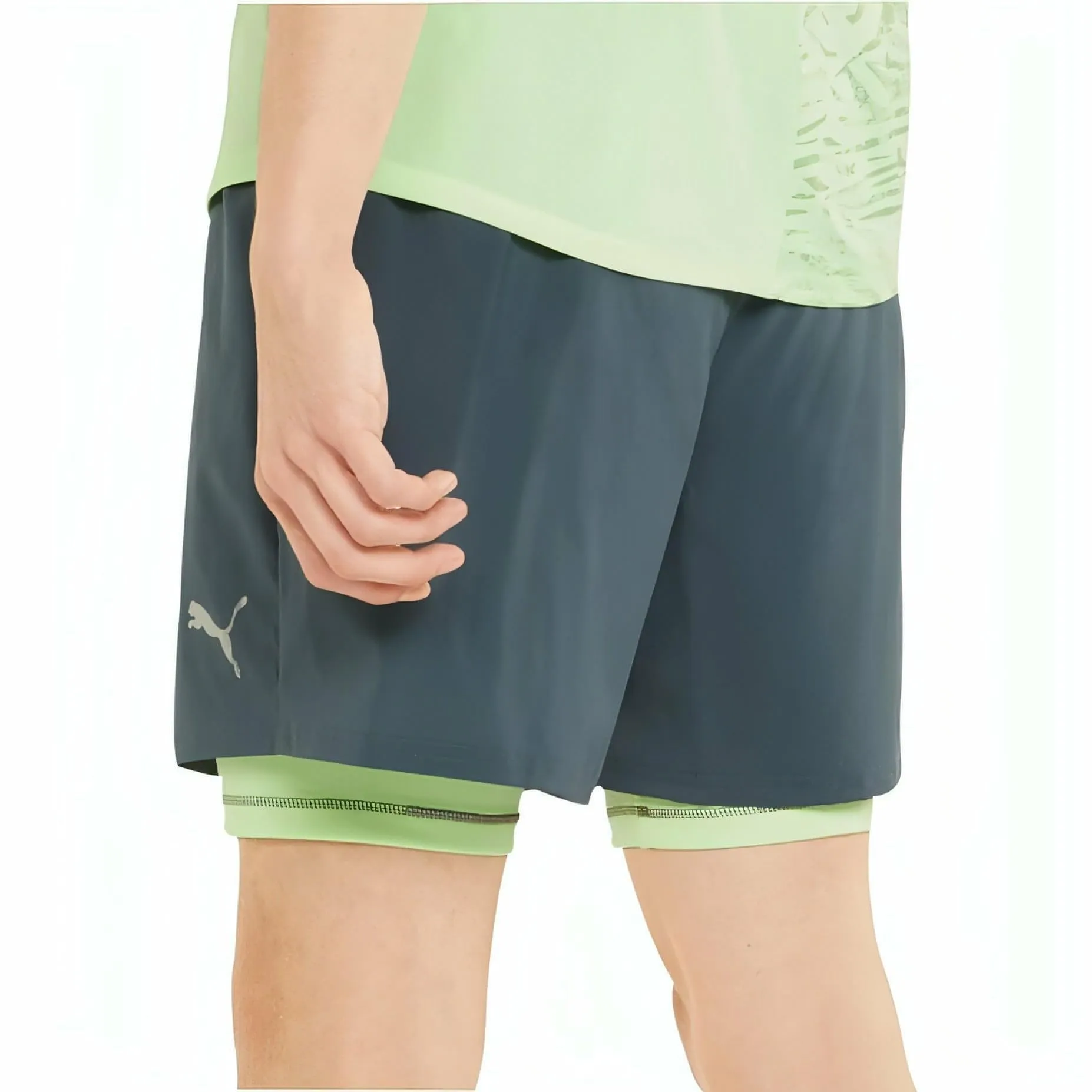 Bekleidung Puma Herren Puma 5 Inch Graphic 2 In 1 Herren Laufshorts - Grau